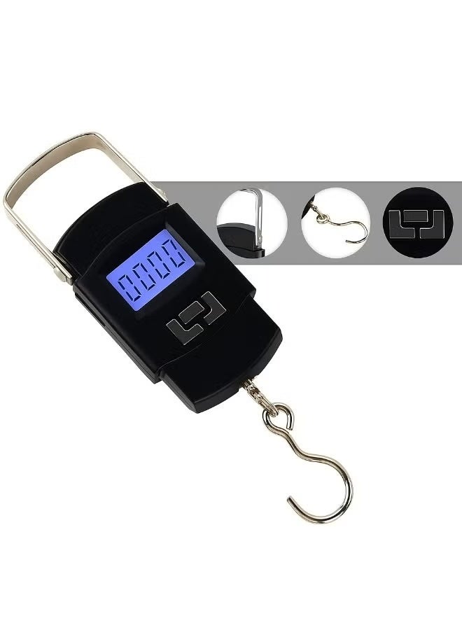 ميزان تعليق ديجيتال محمول بحمولة 50 كجم وشاشة LCD - ميزان إلكتروني للحقائب والصيد والمطبخ بخطاف ستانلس ستيل قوي - Image 1